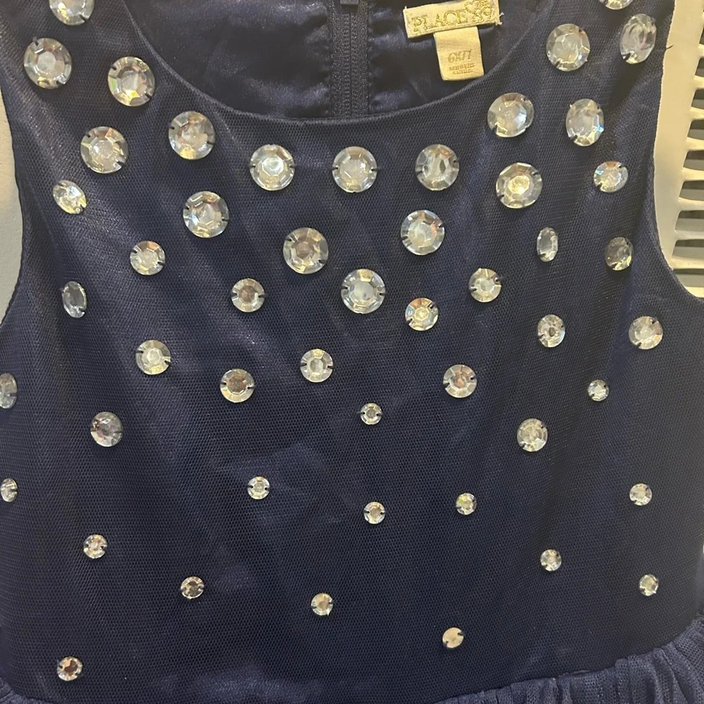 Children’s place size 6X/7 dress- blue sleeveless with gems